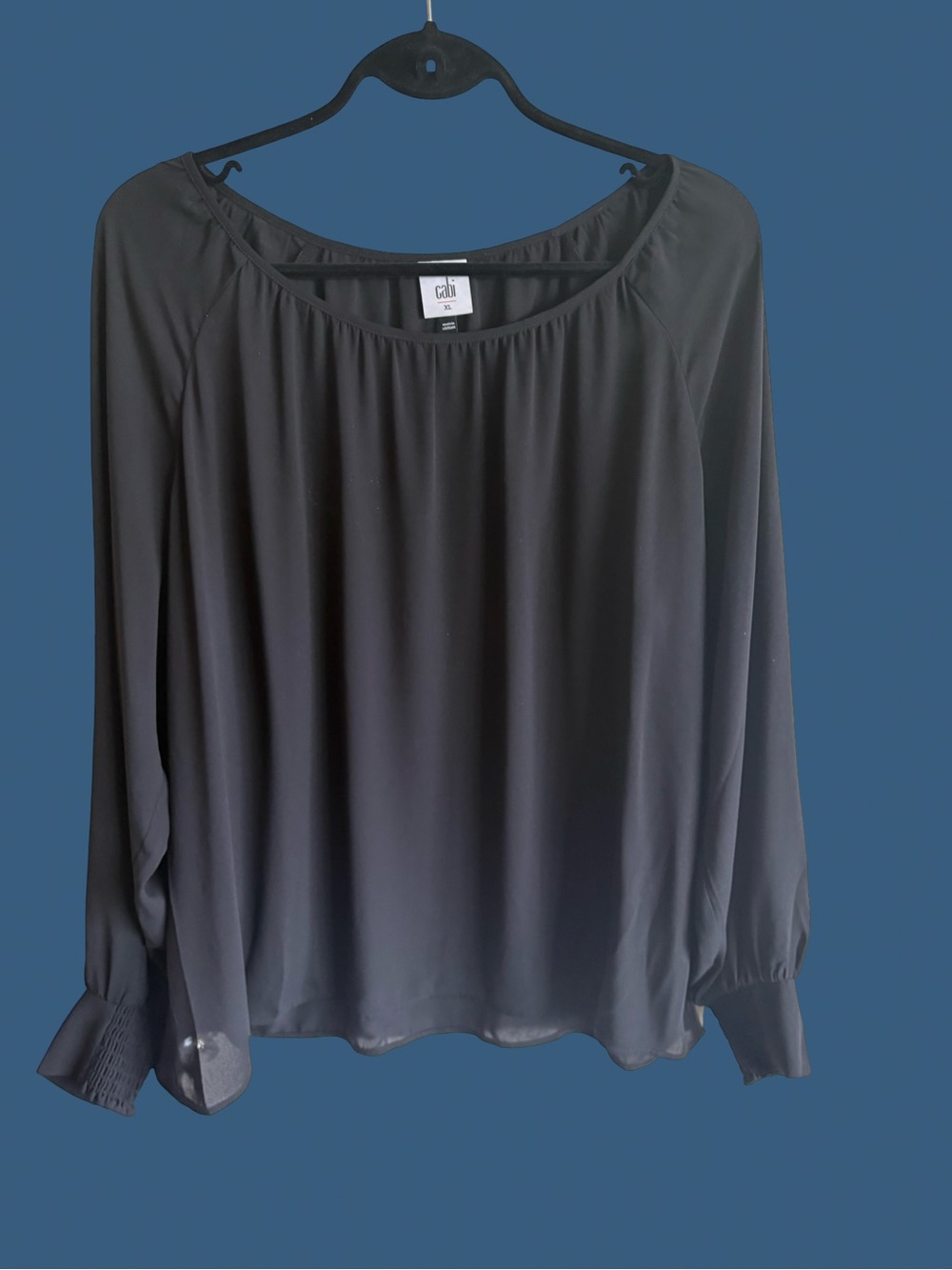 CAbi Black Long-Sleeve Scoop Neck Blouse